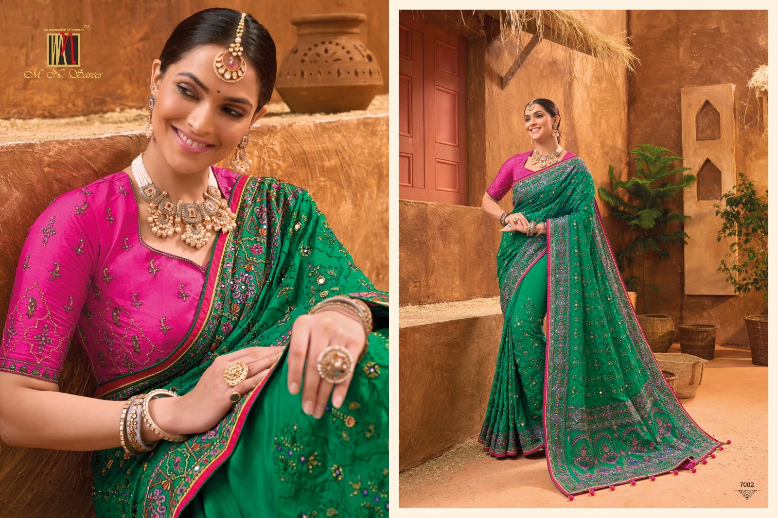 M.N 7000 Series Banarasi Silk Wholesale Designer Sarees Catalog — Wholesale Sarees, MPA wholesale from Surat — view 6